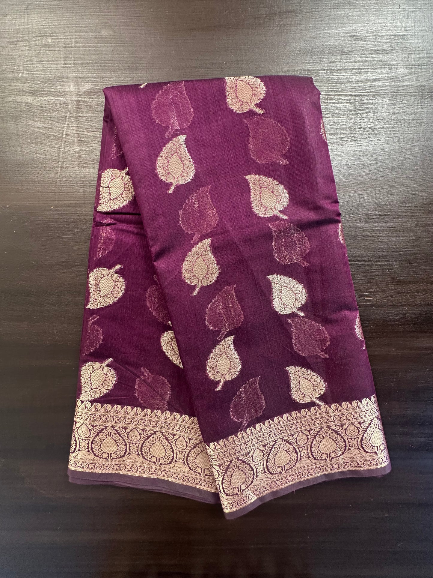 Wine Chanderi Cotton Saree
