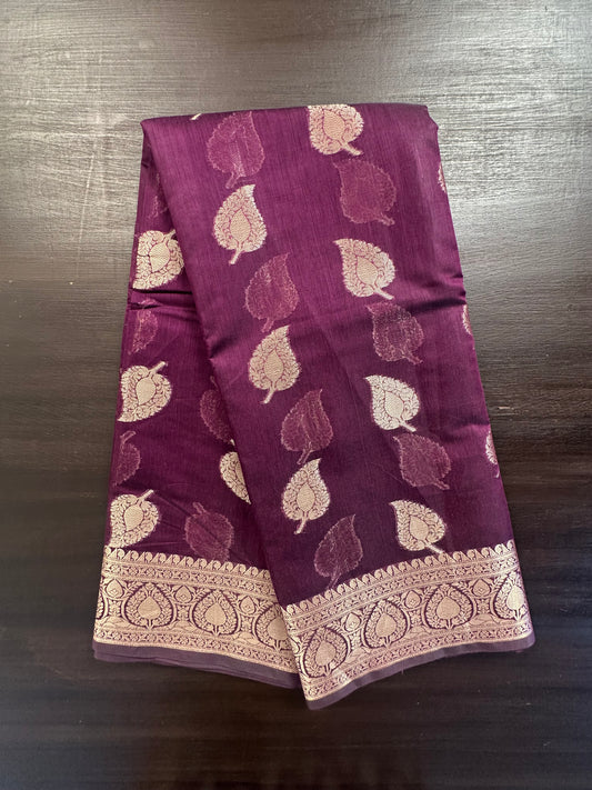 Wine Chanderi Cotton Saree