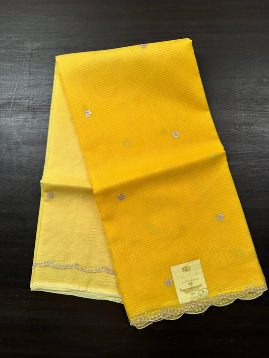 Yellow Gitika Kota Doria Pure Silk Saree