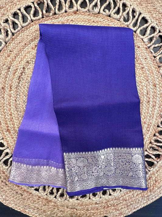 Shaded Violet Pure Kota Doria Silk Saree