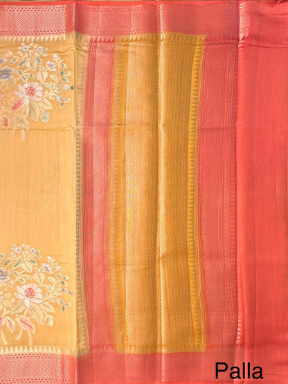 Yellow Vishakha Pure Silk Saree