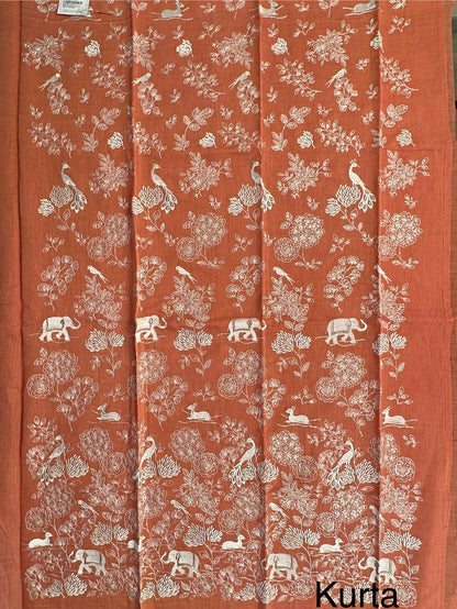 Peach Arya Pure Cotton 3-Piece Suit