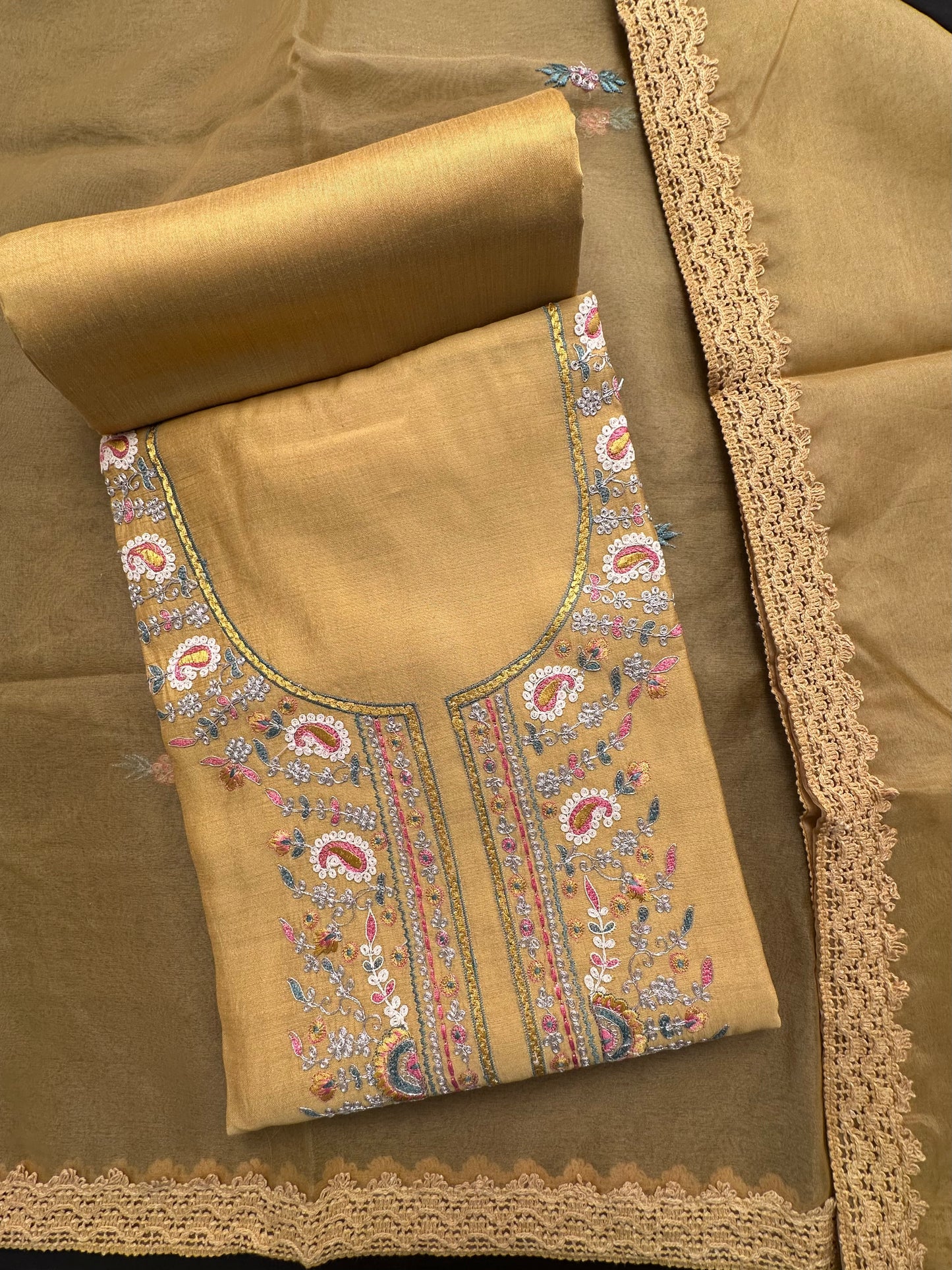 Mustard Pittan Work Cotton 3-Piece Suit