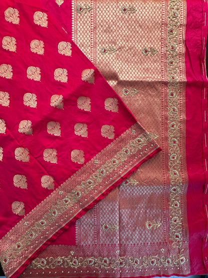 Rani Pure Banarasi Silk Saree With Gotapatti & Zarodozi Work