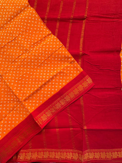 Orange Soongadi Cotton Saree