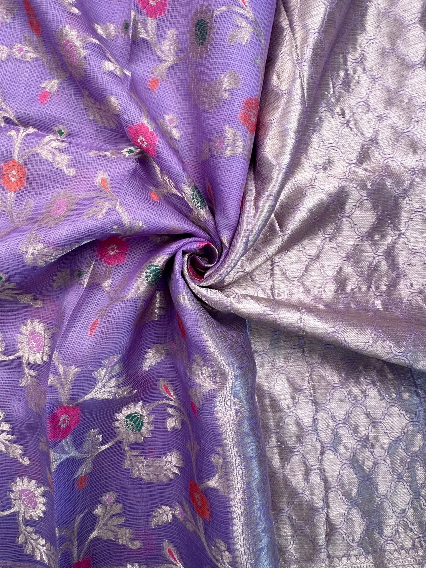 Lavender Pure Kota Doria Silk Saree
