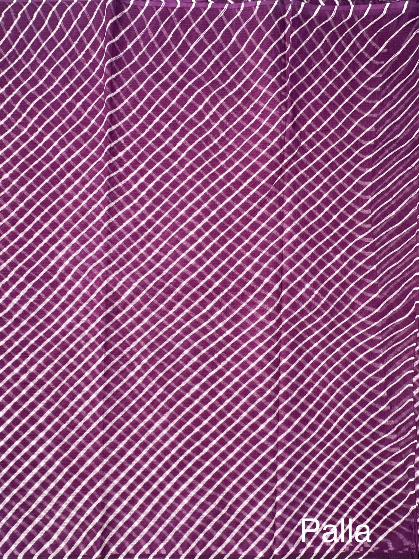 Purple Khat Leheriya Kota Doria Pure Cotton Saree