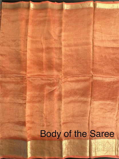 Peach Banarasi Pure Tissue Saree