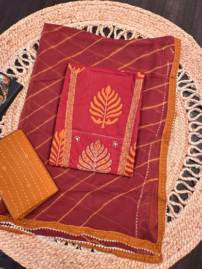 Rust Printed Rati Pure Cotton Suit