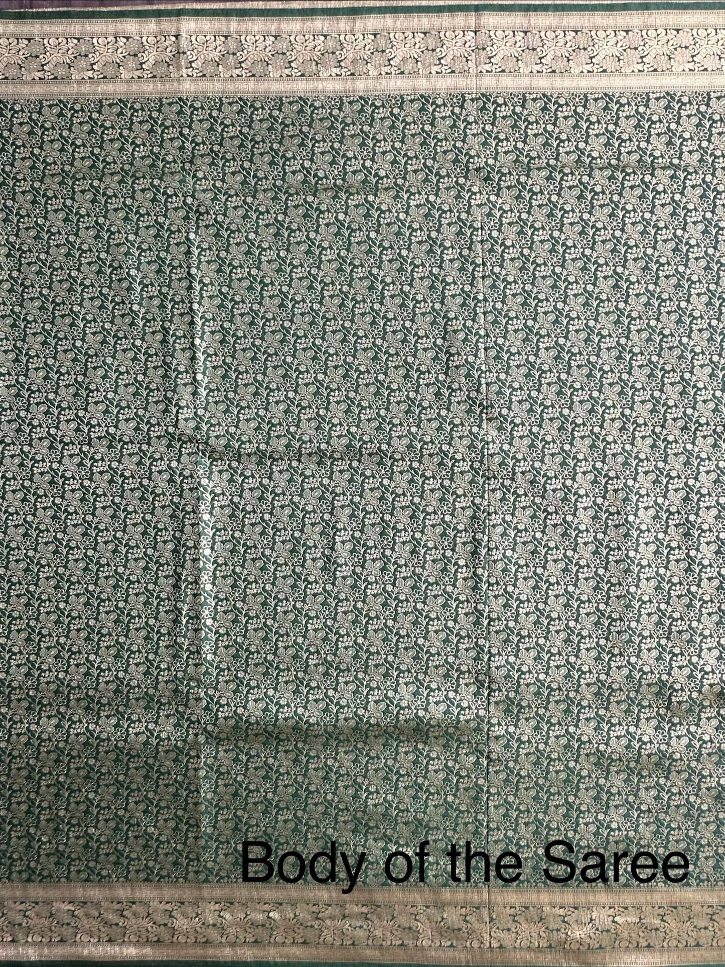 Bottle Green Jamawar Art Silk Saree