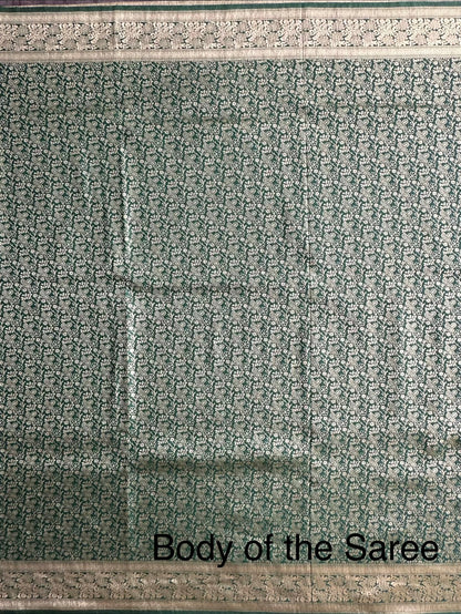 Bottle Green Jamawar Art Silk Saree
