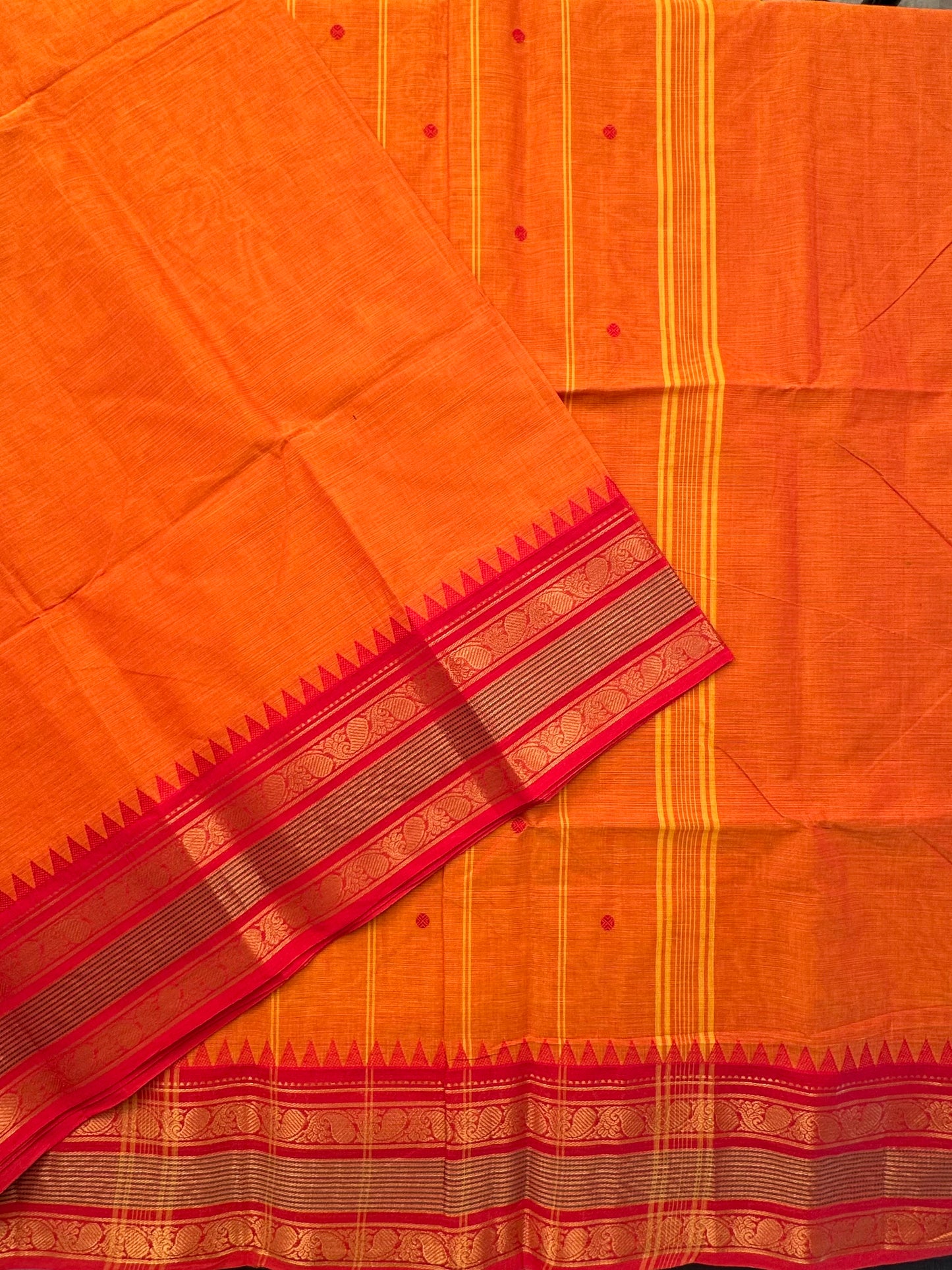 Orange Narayanpet Cotton Saree