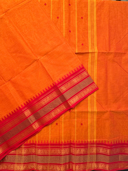 Orange Narayanpet Cotton Saree