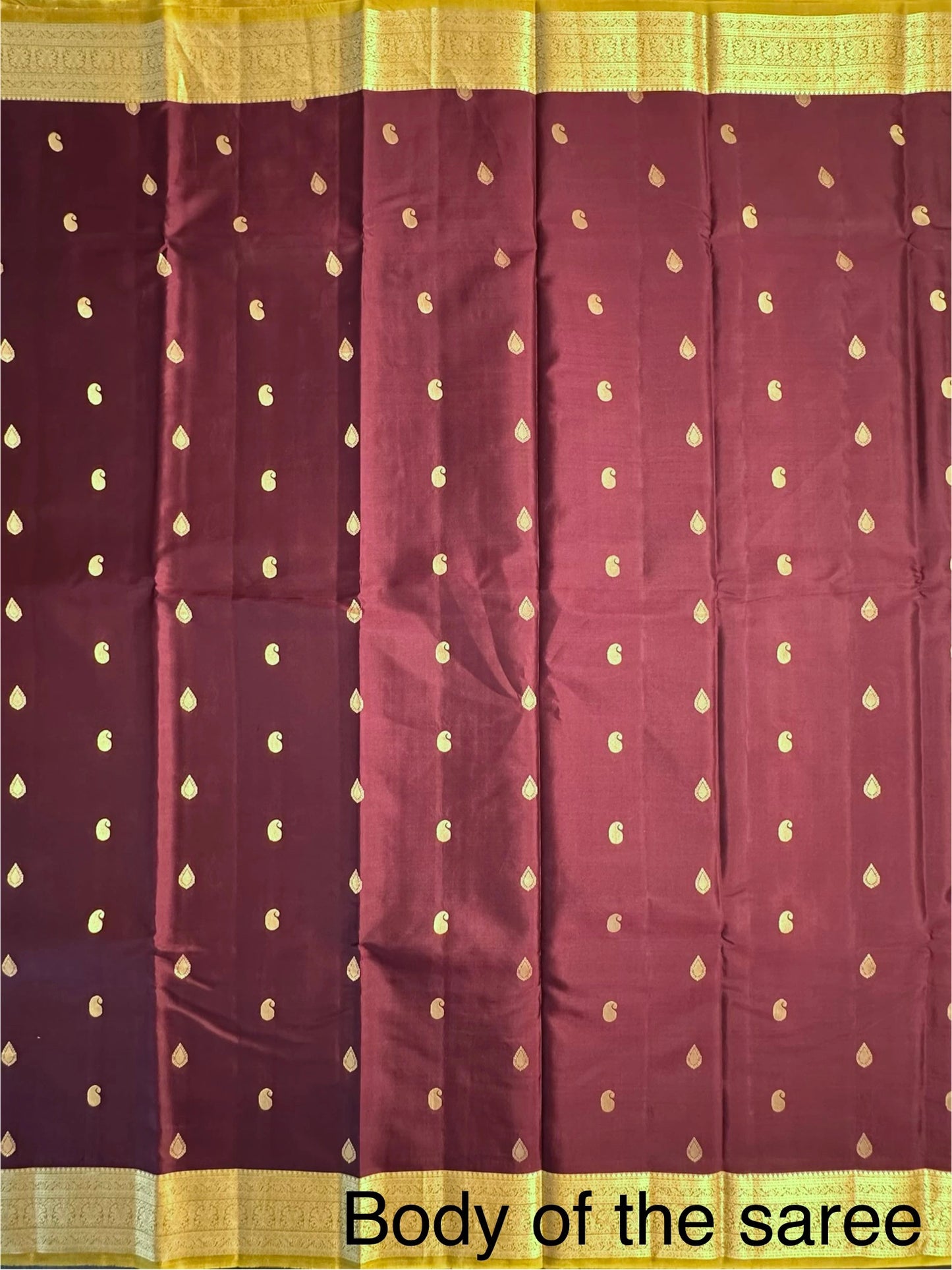 Wine-Mustard Pondicherry Pure Silk Saree