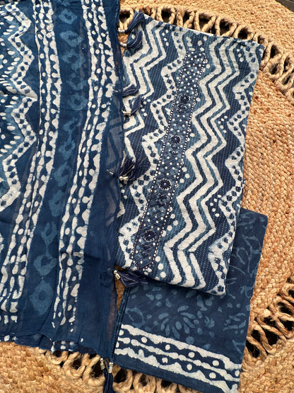 Indigo Pure Cotton Suit