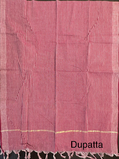 Mauve Dharwad South Cotton 3-Piece Suit
