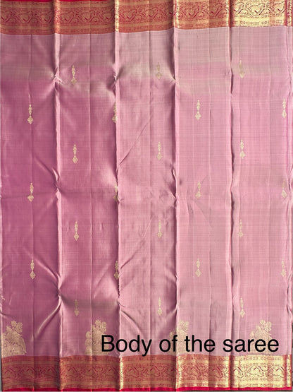 Mauve-Rani Handloom Kanjivaram Pure Silk Saree