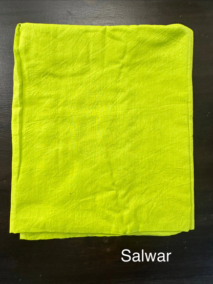 Parrot Green Batik Bandhini Hand Tie-Dye Pure Cotton 3-Piece Unstitched Suit