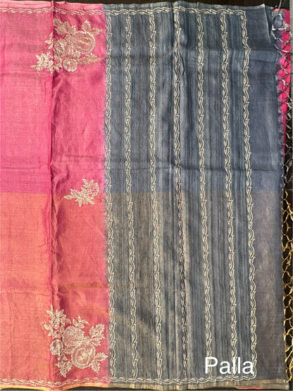 Rani Aari Work Tissue Silk Saree