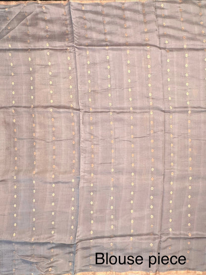 Pink-Baby Pink-Grey Vedika Banarasi Pure Silk Saree