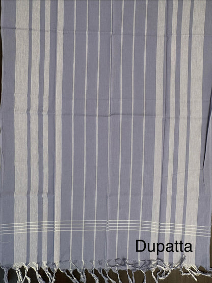Bluish Grey Unstitched South Cotton Suit