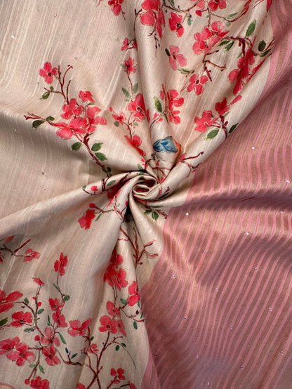 Beige-Pink Diraa Tissue Saree