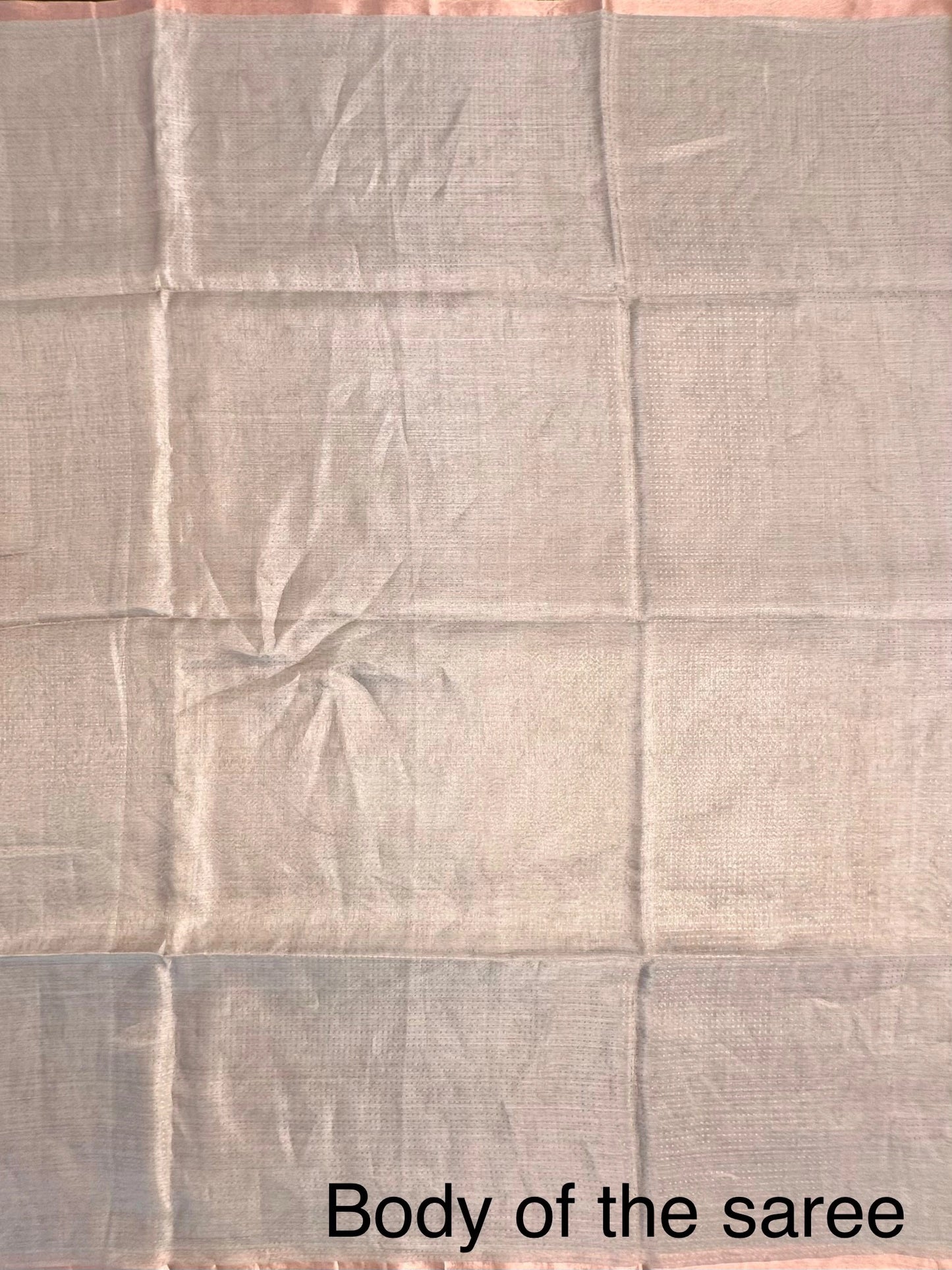 Silver-Light Rose Gold Emboss Tissue Saree