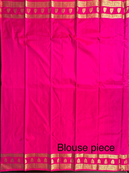 Purple Pondicherry Handloom Pure Silk Saree