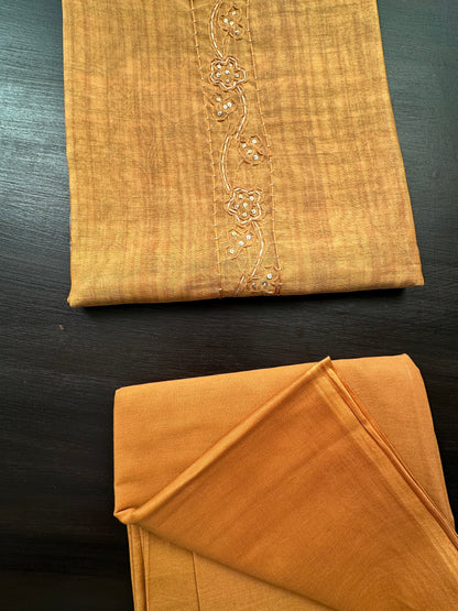 Mustard Fancy Cotton 3-Piece Suit