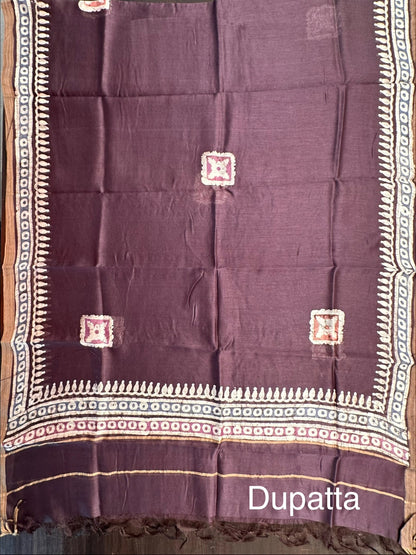 Dark Purple Trisha Printed Chanderi 3-Piece Unstitched Suit