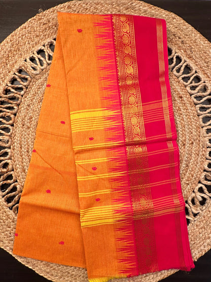 Yellow-Rani Narayanpet Cotton Saree