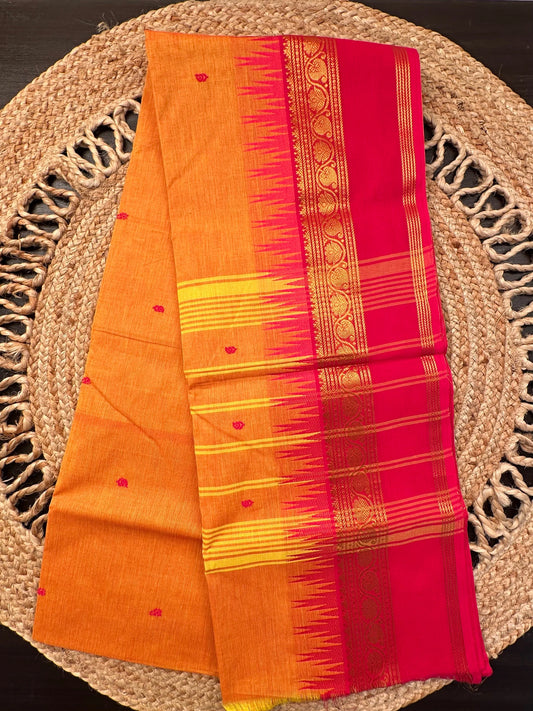 Yellow-Rani Narayanpet Cotton Saree