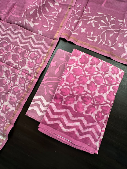 Magenta Cotton Chanderi Suit