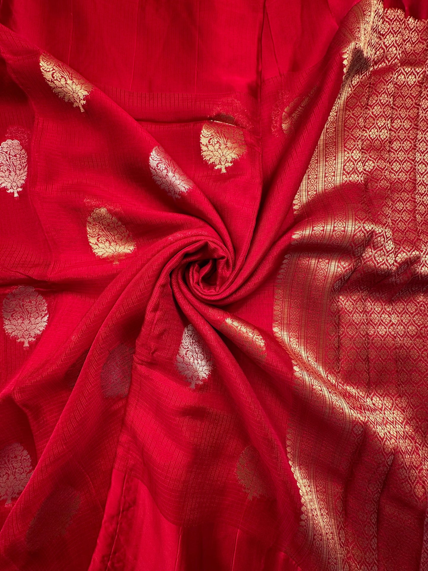 Red Manika Kota Doria Art Silk Saree