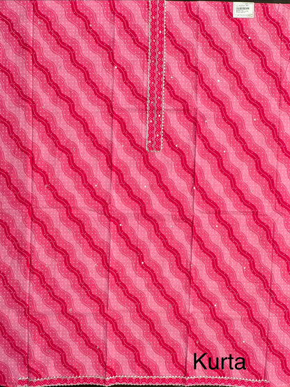 Pink Jaipuri Necktie Cotton 3-Piece Suit