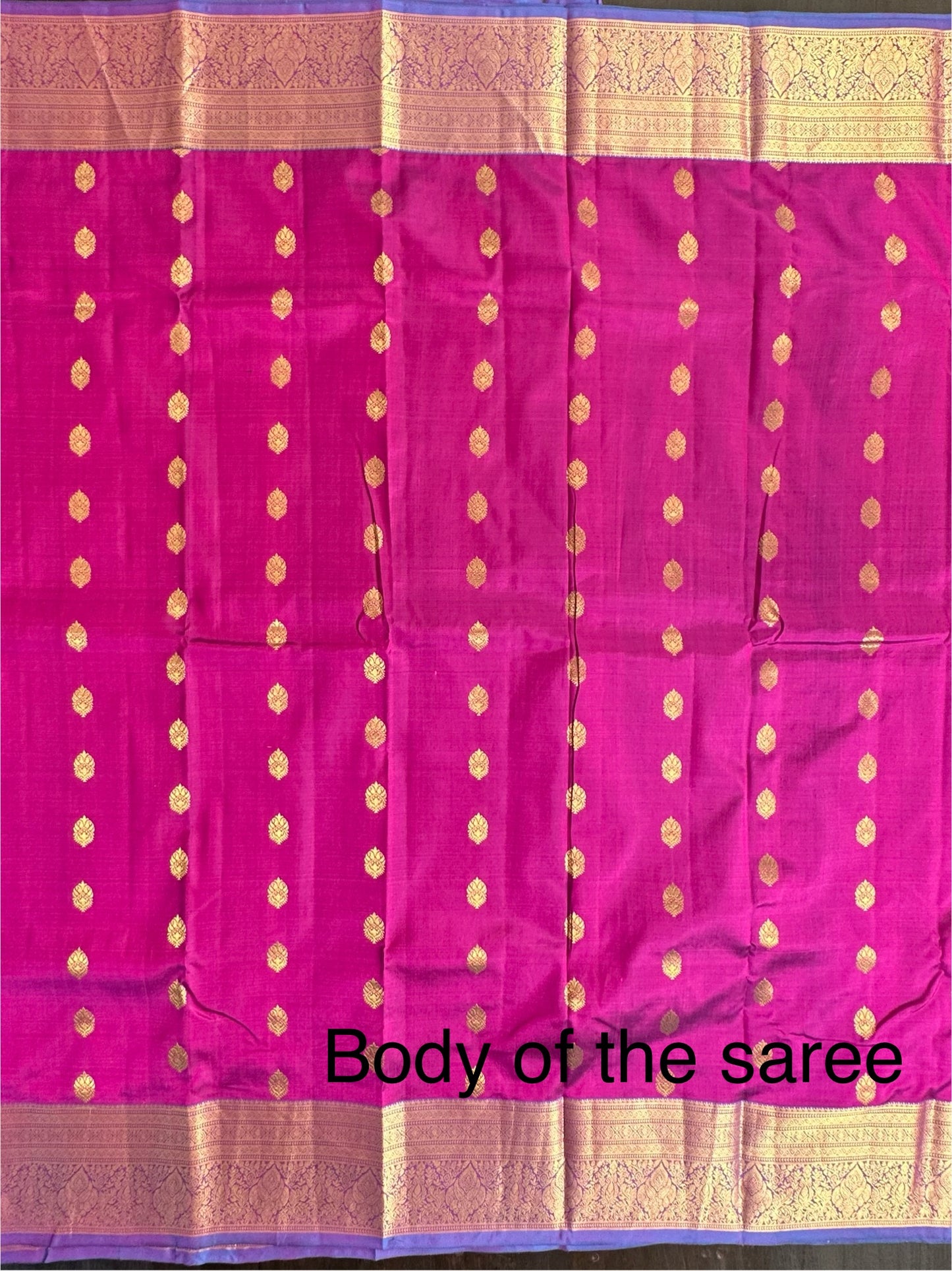 Magenta Pondicherry Handloom Pure Silk Saree
