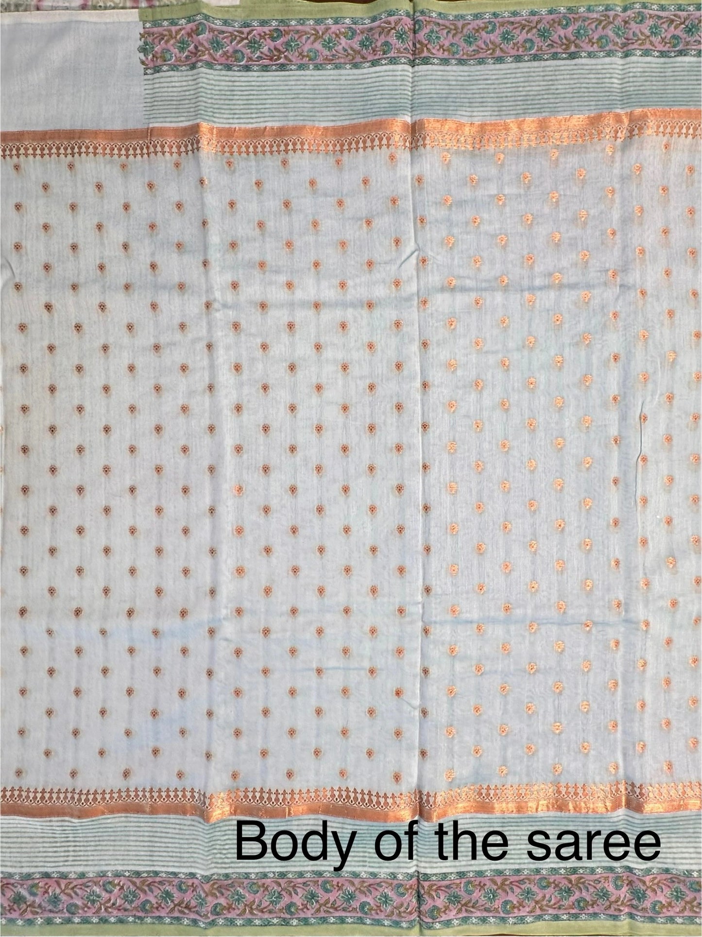 Blue Chanderi Saree with Hand Block Print