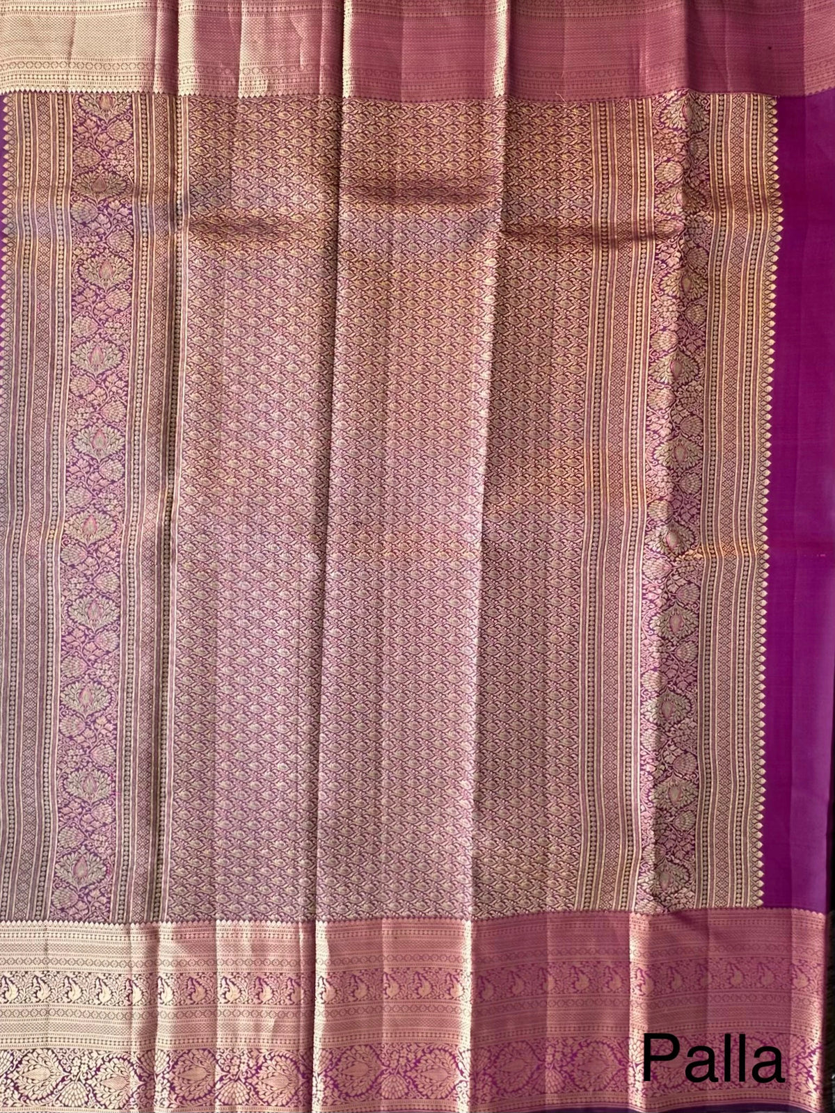 Wine Handloom Kanjivaram Jamawar Pure Silk Saree