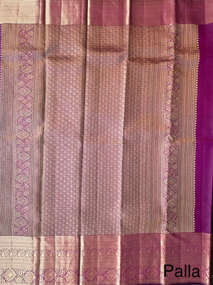 Wine Handloom Kanjivaram Jamawar Pure Silk Saree