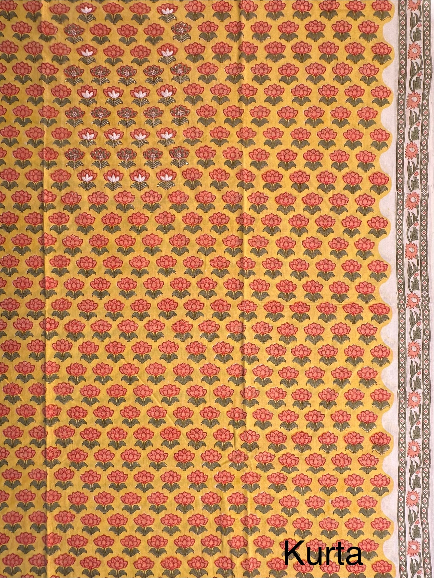 Yellow Block Printed Pure Cotton Suit