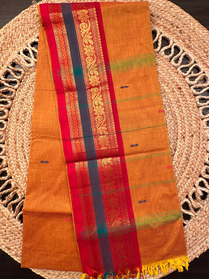 Mustard-Red Narayanpet Cotton Saree