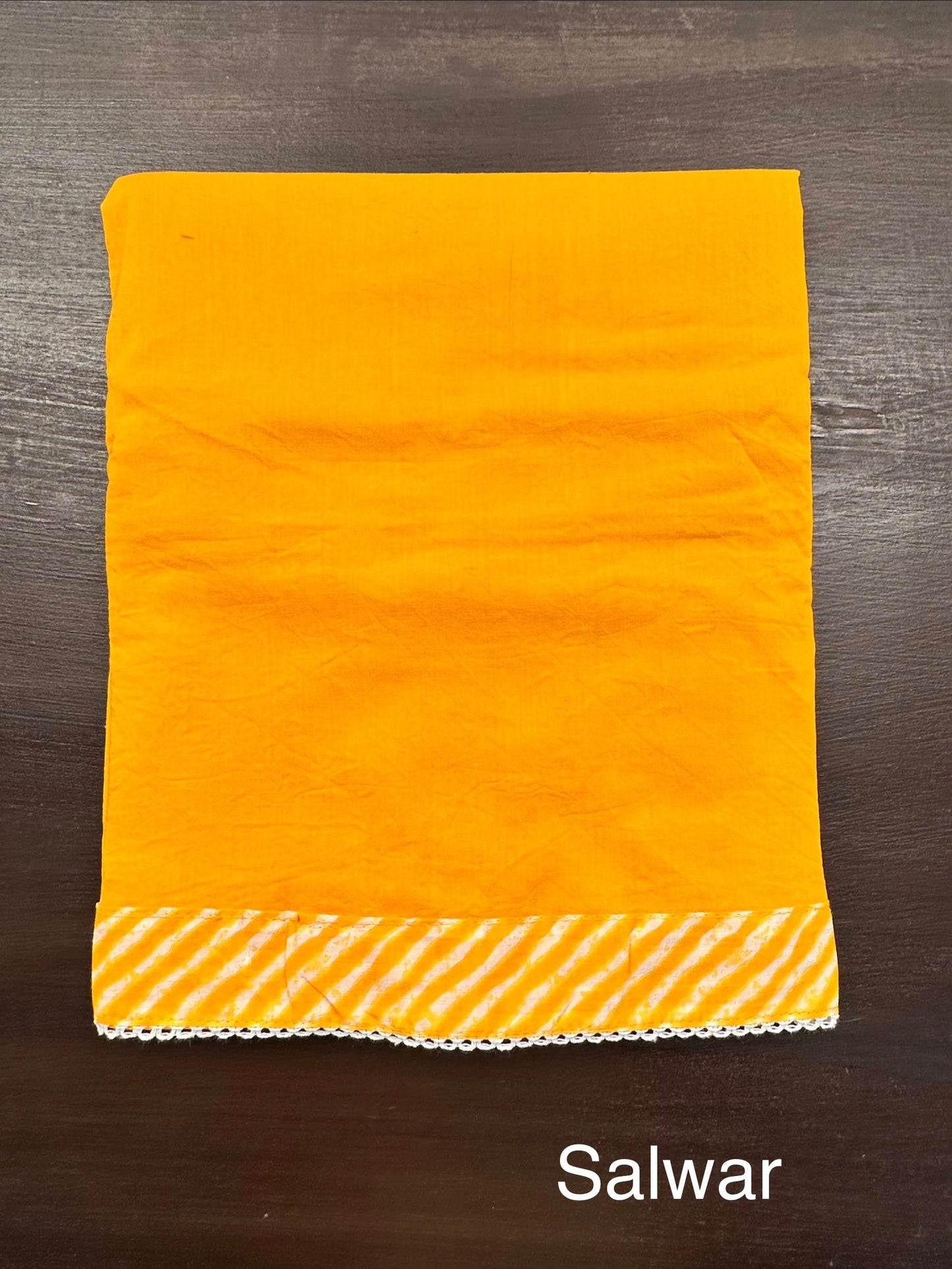 Yellow Leheriya Cotton 3-Piece Suit