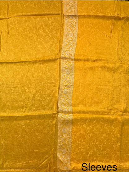 Mustard Artificial Crepe Unstitched 3-Piece Suit