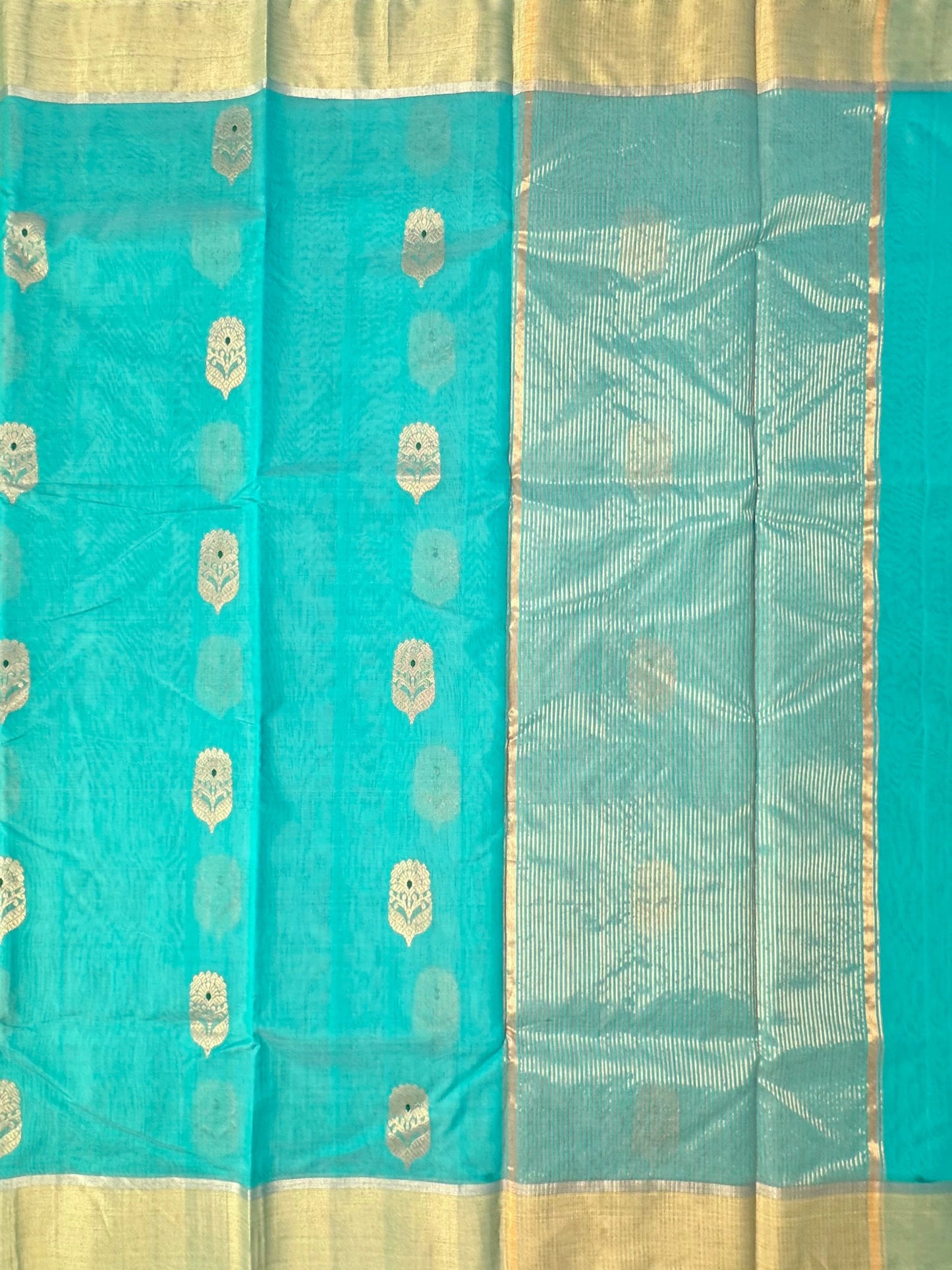 Sea Green Pure Chanderi Saree