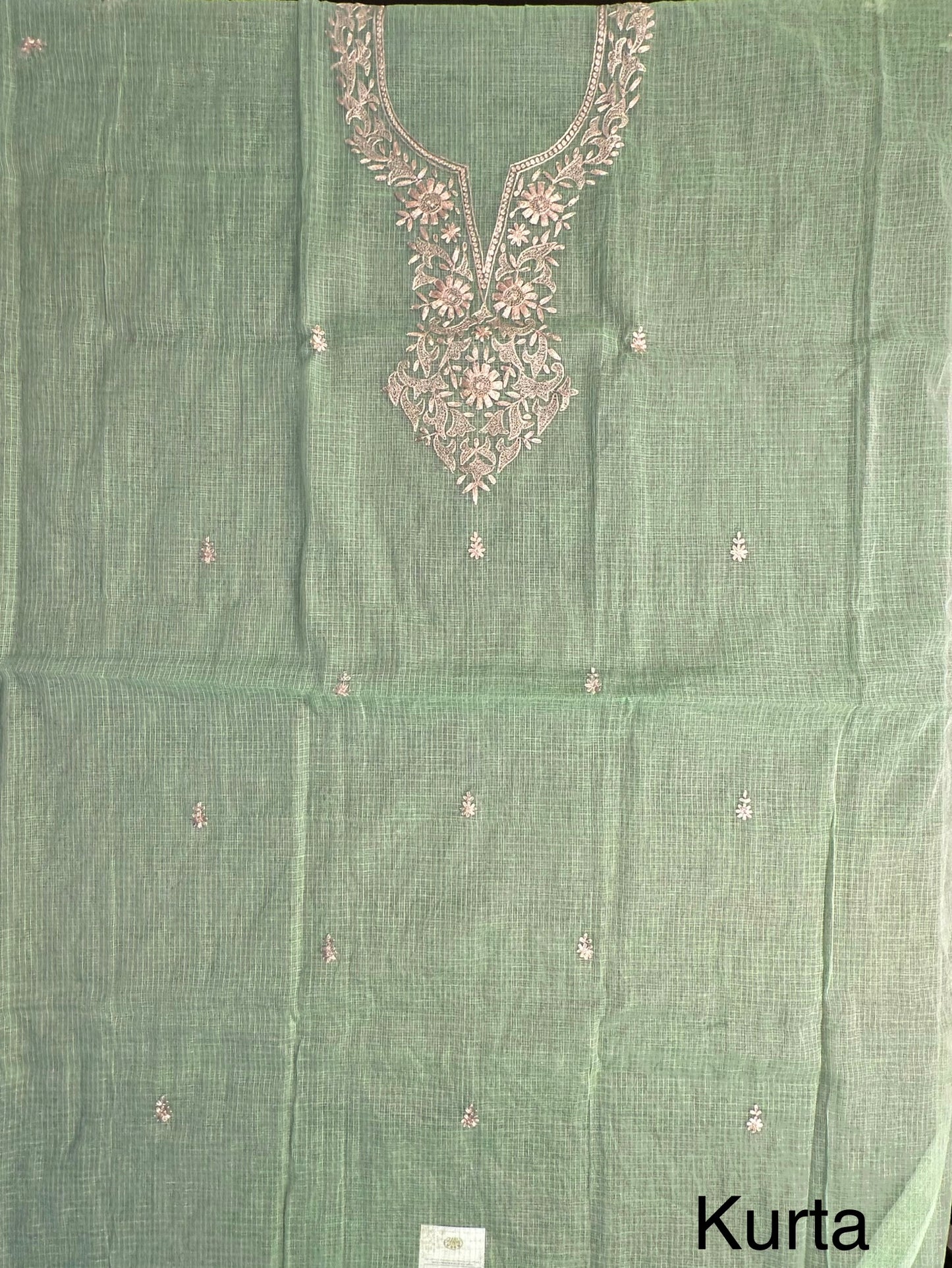 Parrot Green 4-Piece Kota Doria Cotton Unstitched Suit