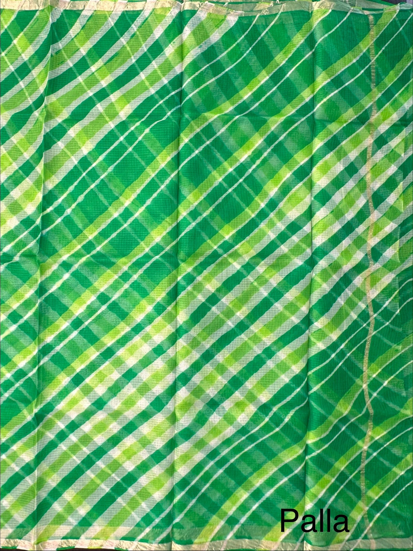 Green Leheriya Kota Doria Pure Silk Saree