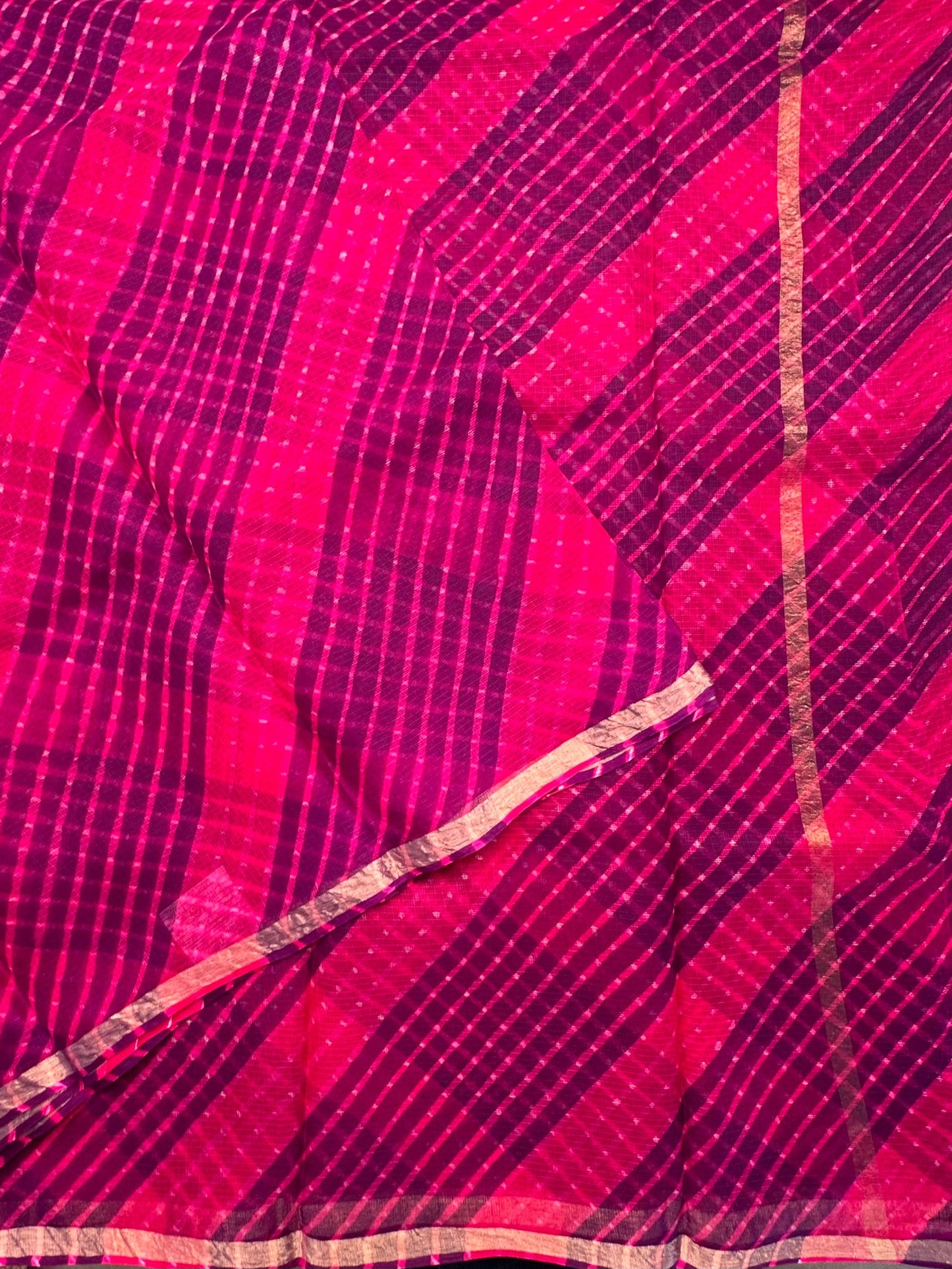 Rani-Purple Mothra Kota Doria Pure Silk Saree