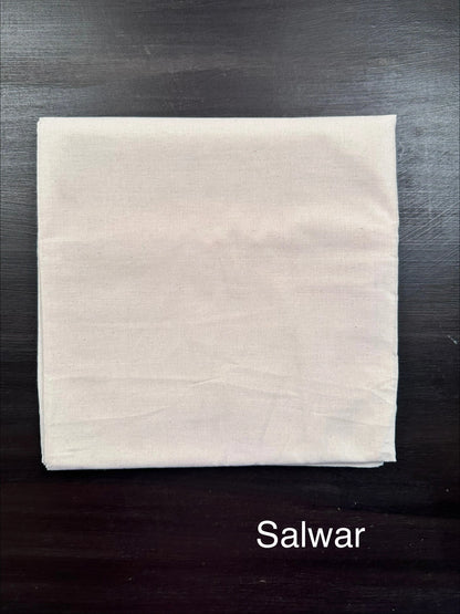 Red-Off White  Ikkat Handloom Cotton Unstitched 3-Piece Suit
