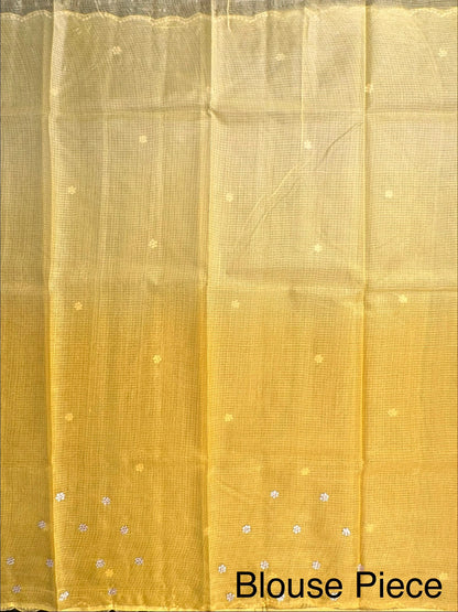 Yellow Gitika Kota Doria Pure Silk Saree