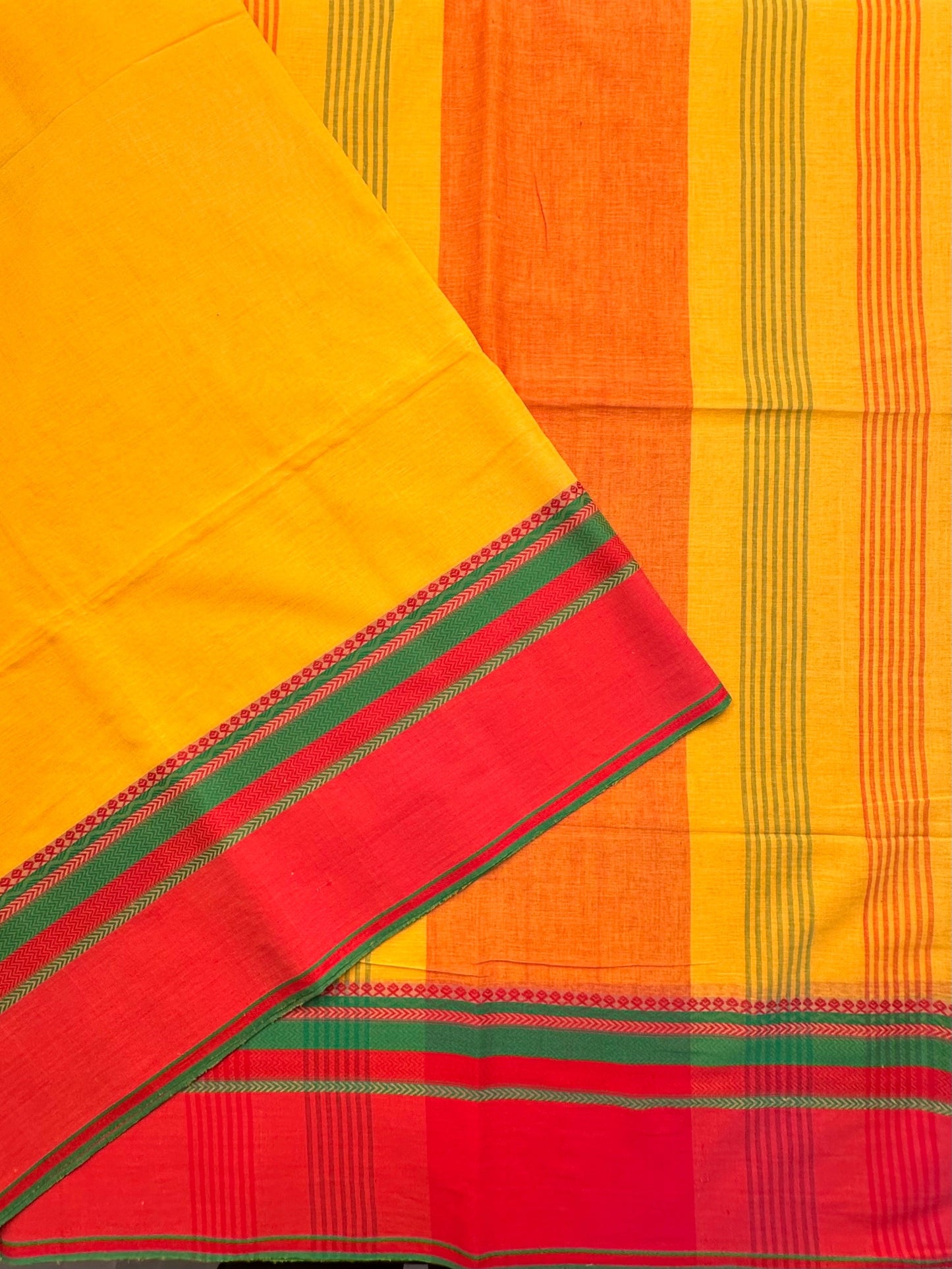 Yellow-Red Piyali Bengal Cotton Saree